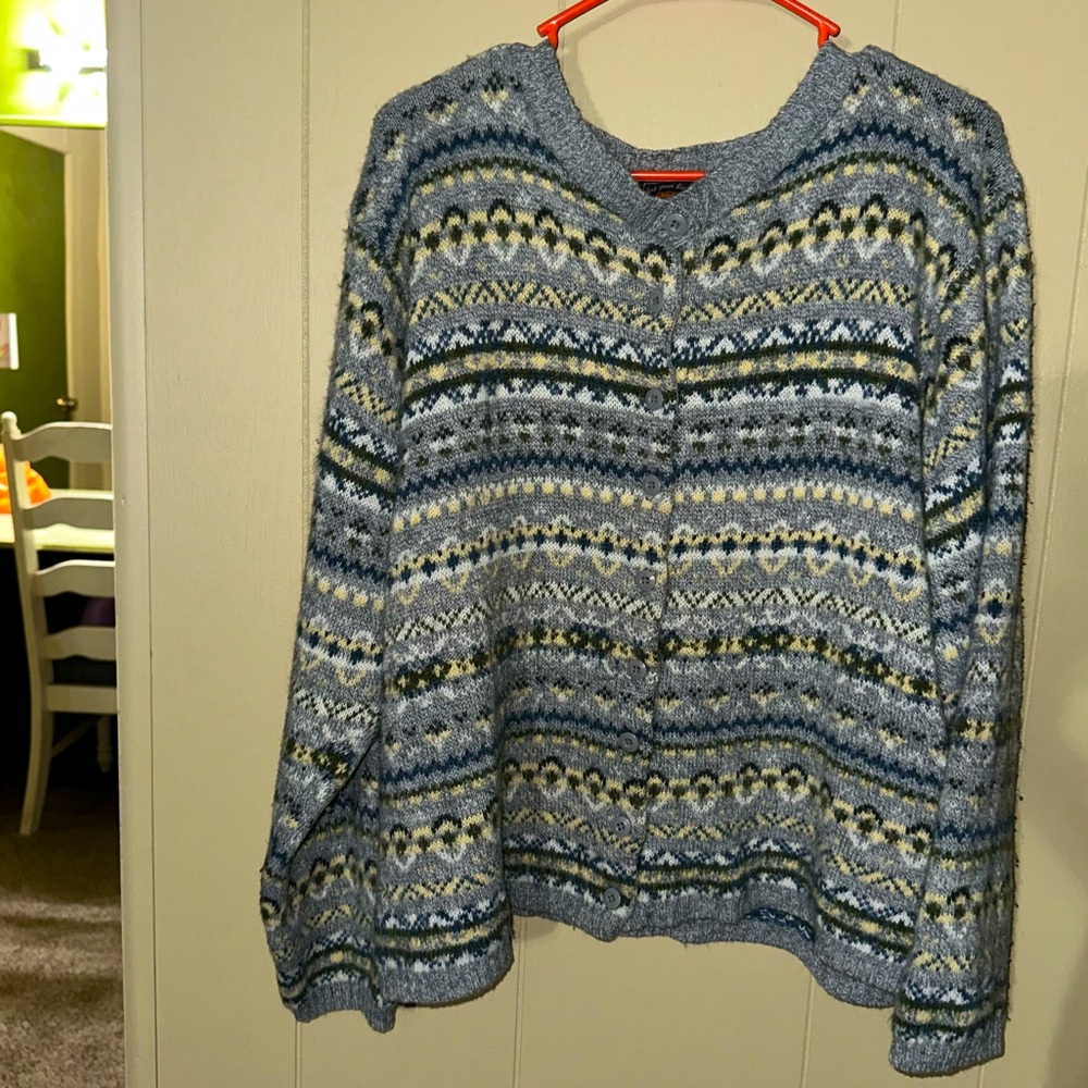Vintage Route 66 Multicolor Striped Button Up Knit Cardigan